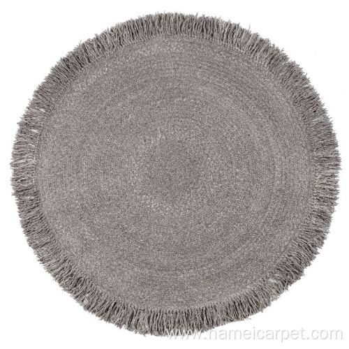 natural wool braided round carpets rug